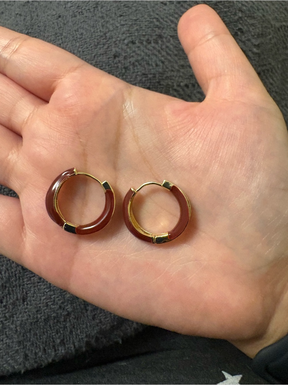 Gold-Tone Brown/Red Hoop Earrings - Women Jewelry